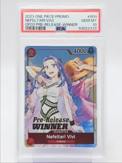 NAFELTARI VIVI 2023 ONE PIECE PRE-RELEASE WINNER PROMO #ST01-009 PSA 10 Q5600 - Image 1
