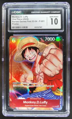 2023-24 One Piece Bandai Game Fest Monkey D. Luffy Promos #P-001 CGC 10 RC7 - Image 1