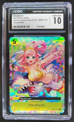 2023-24 One Piece Bandai Game Fest Shirahoshi Promos #OP03-116 CGC 10 RC7 - Image 1