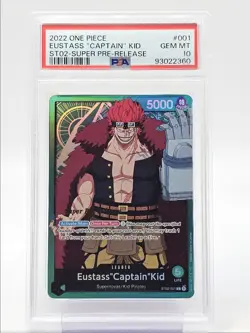 EUSTASS "CAPTAIN" KID 2022 ONE PIECE SPR PRE-RELEASE LEADER #001 PSA 10 Q5600 - Image 1