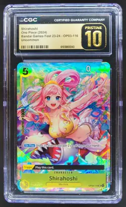 2023-24 One Piece Bandai Game Fest Shirahoshi Promo OP03-116 CGC 10 PRISTINE RC7 - Image 1