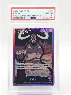 KAIDO 2022 ONE PIECE SUPER PRE-RELEASE LEADER #ST04-001 PSA 10 Q5600 - Image 1