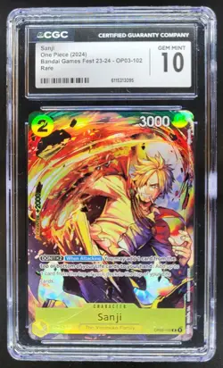 2023-24 One Piece Bandai Game Fest Sanji Promos #OP03-102 CGC 10 RC7 - Image 1