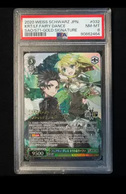 PSA8 Signed Weiss Schwarz Sword Art Online 10th SAO/S71-032SP SP Leafa Kirito - Image 1
