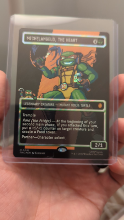 MTG TMNT Michaelangelo the heart 0092 + ninja pizza Borderless Surge Pixel Foil - Image 2