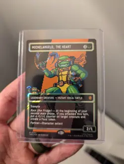 MTG TMNT Michaelangelo the heart 0092 + ninja pizza Borderless Surge Pixel Foil - Image 3