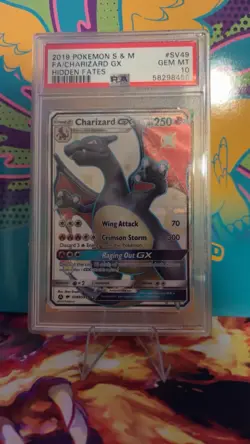 Pokemon Charizard GX SV49/SV94 Hidden Fates Shiny Holo PSA 10 - Image 1