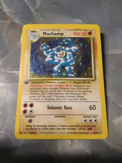 Pokemon TCG Machamp Holo Rare 1st Edition Base Set 8/102 MP - Image 1