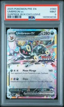 2025 POKEMON PRE EN-PRISMATIC EVOLUTIONS SURPRISE BOX EXCLUSIVE UMBREON EX PSA 9 - Image 1