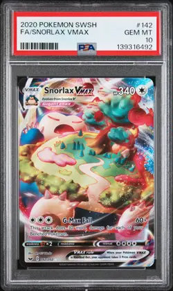 2020 POKEMON SWORD & SHIELD #142 FULL ART/SNORLAX VMAX PSA 10 - Image 1