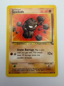 #47/62 Geodude Normal Common - Pokemon TCG Fossil - Vintage - LP (See Photos) - Image 1