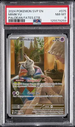 2024 POKEMON SVP PALDEAN FATES ELITE TRAINER BOX #075 MIMIKYU PSA 8 - Image 1