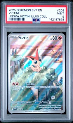 2025 Pokemon SVP En Victini Unova Illus Coll Black Star Promo #208 PSA 9 Mint - Image 1
