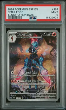 2024 POKEMON SSP EN-SURGING SPARKS ILLUSTRATION RARE #197 CERULEDGE PSA 9 - Image 1