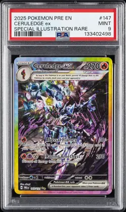 2025 POKEMON PRE EN-PRISMATIC EVOLUTIONS #147 CERULEDGE EX PSA 9 - Image 1