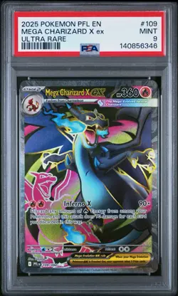 Pokemon Mega Charizard X ex Ultra Rare Holo 2025 Phantasmal Flames 109/094 PSA 9 - Image 1