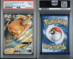 2019 POKEMON SM BLACK STAR PROMO HIDDEN FATES TINS #SM213 RAICHU GX PSA 9 🔥🔥 - Image 3