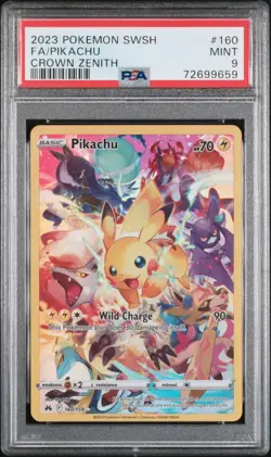 2023 POKEMON SWORD & SHIELD CROWN ZENITH #160 FULL ART/PIKACHU PSA 9 - Image 1