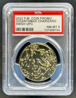 2022 Pokemon Coin Promo Gigantamax Charizard SWSH UPC PSA 8 NM-MT - Image 1
