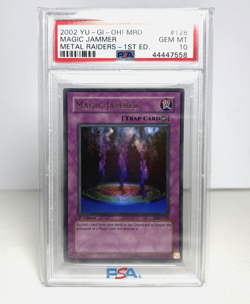 2002 YuGiOh PSA 10 Magic Jammer 1st Edition Metal Raiders Ultra Rare MRD-128 - Image 1