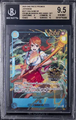 2025 ONE PIECE PROMOS JPN PREM BANDAI 3RD ANNIV. SET #OP11054 NAMI SR BGS 10 - Image 1