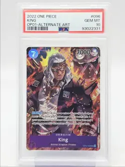 KING 2022 ONE PIECE ROMANCE DAWN ALT ART SUPER RARE A #OP01-096 PSA 10 Q5600 - Image 1