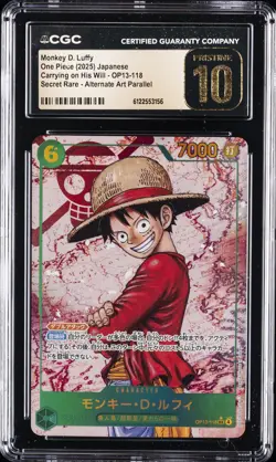 2025 ONE PIECE JPN CARRYING ON HIS WILL ALT ART MONKEY D LUFFY CGC 10 PRISTINE - Image 1