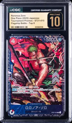 2025 ONE PIECE TOURNAMENT PROMOS JPN TOP 8 RORONOA ZORO CGC 10 PRISTINE - Image 1