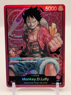 One Piece TCG MONKEY.D. LUFFY ENGLISH PRE-ERRATA FOIL LEADER ST01-001 EN *LP* - Image 1