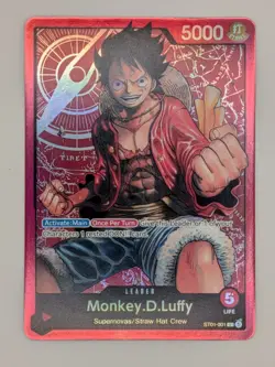 One Piece TCG MONKEY.D. LUFFY ENGLISH PRE-ERRATA FOIL LEADER ST01-001 EN *LP* - Image 3