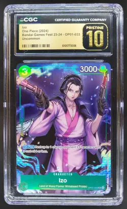 2023-24 One Piece Bandai Game Fest Izo Promos #OP01-033 CGC 10 PRISTINE RC7 - Image 1