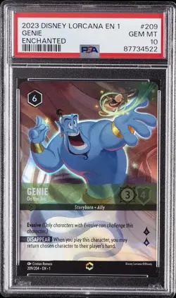 2023 DISNEY LORCANA EN 1-THE FIRST CHAPTER ENCHANTED GENIE - ON THE JOB PSA 10 - Image 1