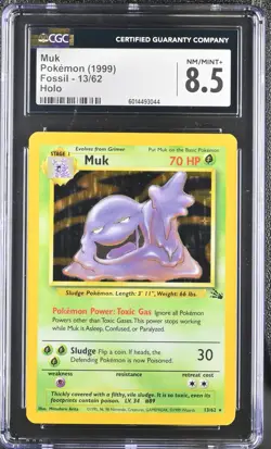 CGC 8.5 Muk 1999 Fossil 13/62 Holo Pokemon Card - Image 1