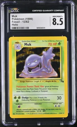 CGC 8.5 Muk 1999 Fossil 13/62 Holo Pokemon Card - Image 1