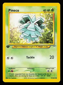 Pineco 77/105 1st Edition Neo Destiny Pokemon Card - Image 1