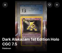 Pokemon Dark Alakazam TCG Card 18/82 1st Edition Holo Rare NM Condition CGC 7.5 - Image 1