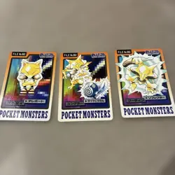 Abra Kadabra Alakazam 063 064 065 Pokemon Card Carddass Japanese Nintendo BANDAI - Image 1