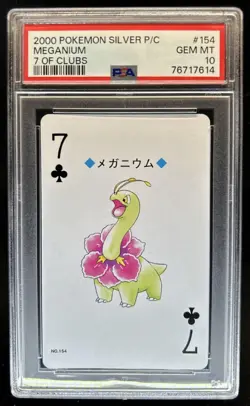 2000 Pokemon Silver Playing Cards Meganium 7 of Clubs #154 PSA 10 Gem Mint - Image 1