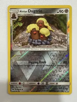 Alolan Dugtrio 123/214 - Yuka Morii Clay Art - Lost Thunder Pokemon Card - Image 1