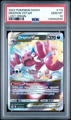 2022 POKEMON SWORD & SHIELD LOST ORIGIN #119 DRAPION VSTAR PSA 10 - Image 1