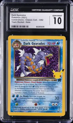 2021 POKEMON CELEBRATIONS CLASSIC COLL #8 DARK GYARADOS-HOLO CGC 10 GEM MINT - Image 1