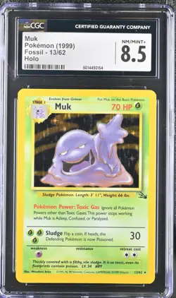 CGC 8.5 Muk 1999 Fossil 13/62 Holo Pokemon Card - Image 1