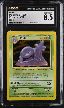 CGC 8.5 Muk 1999 Fossil 13/62 Holo Pokemon Card - Image 1