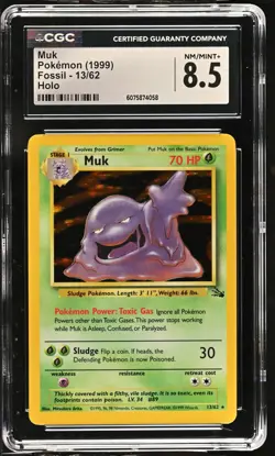 CGC 8.5 Muk 1999 Fossil 13/62 Holo Pokemon Card - Image 1