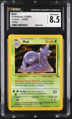 CGC 8.5 Muk 1999 Fossil 13/62 Holo Pokemon Card - Image 1