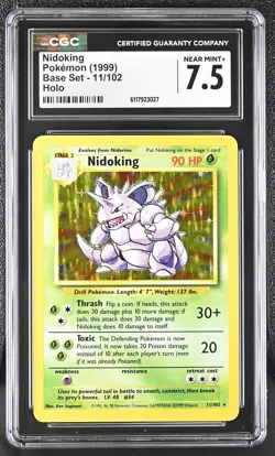 CGC 7.5 Nidoking 1999 Base Set 11/102 Holo Pokemon Card - Image 1