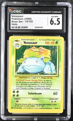 CGC 6.5 Venusaur 1999 Base Set 15/102 Holo Pokemon Card - Image 1