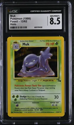 CGC 8.5 Muk 1999 Fossil 13/62 Holo Pokemon Card - Image 1