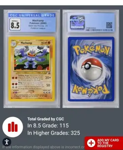 2000 Komiya Machamp 43/53 Wotc Black Star Promo Blue Label CGC8.5 Pokemon League - Image 3