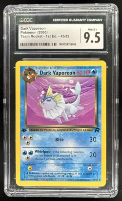 2000 Pokemon Team Rocket First Edition Dark Vaporeon #45/82 CGC 9.5 - Image 1